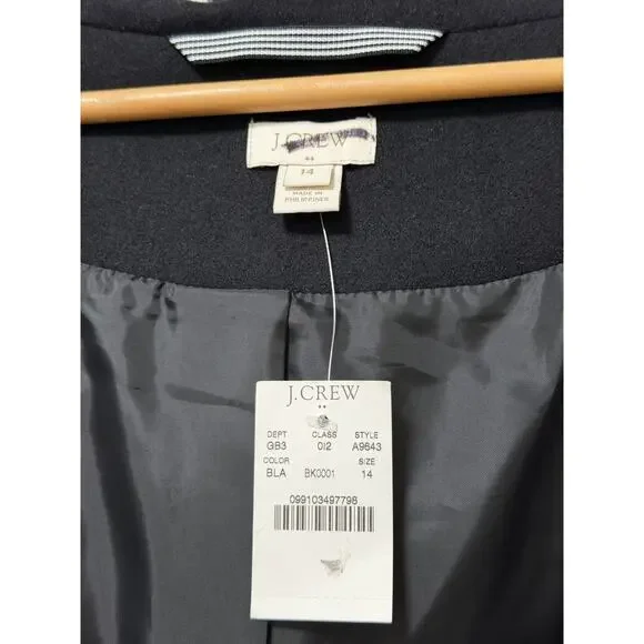 J Crew‎ Womens Toggle Wool Blend Long Coat Size 14 Black Heavyweight Winter Coat - Picture 11 of 14